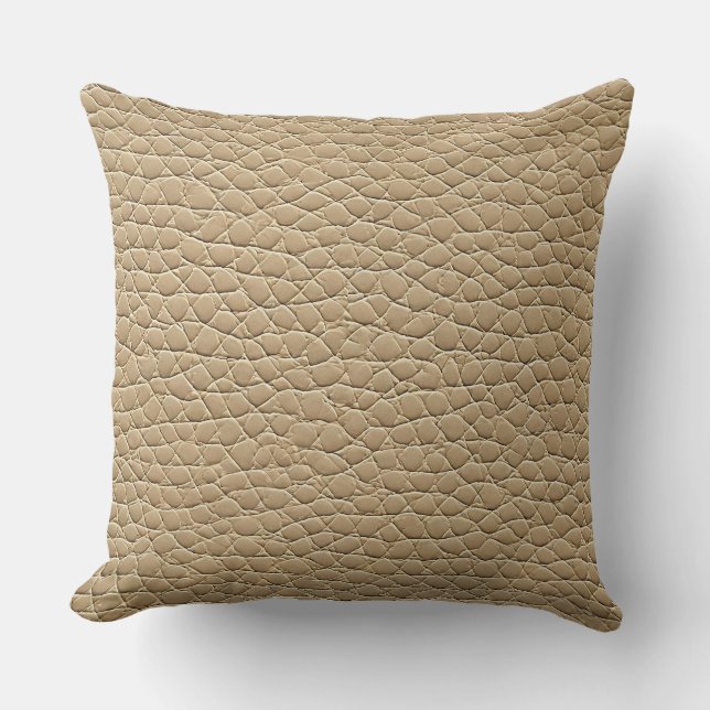 Beige leather effect pattern throw pillow (Front)