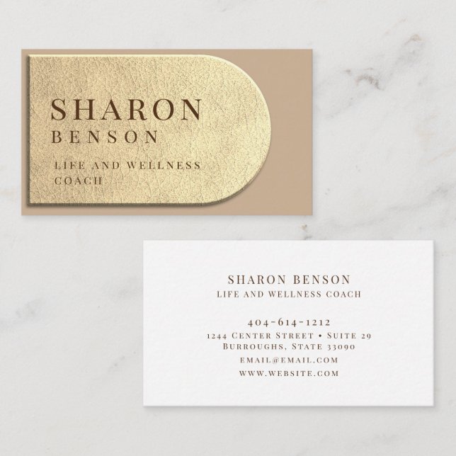 Beige Leather Texture Professional Business Card (Front/Back)