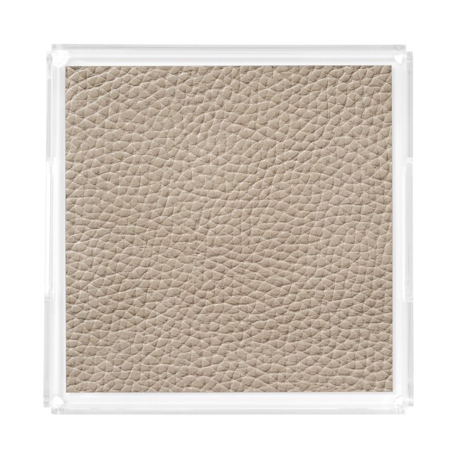 Beige leather texture, seamless background. acrylic tray (Front)