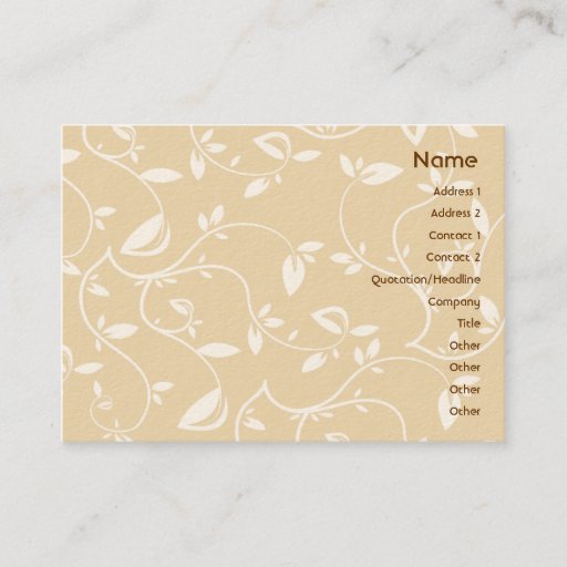 Customizable Beige Leaves - Chubby Business Card Templates