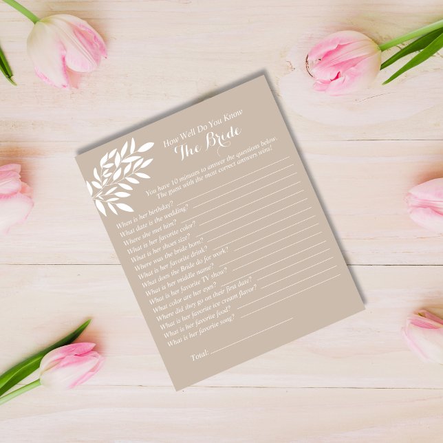 Beige Leaves How Well Do You Know the Bride game (Creator Uploaded)