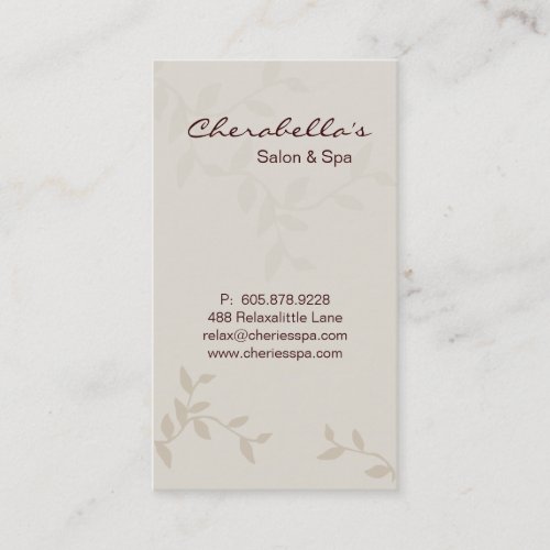 Beige Leaves Salon &amp; Spa Manicure Business Card V