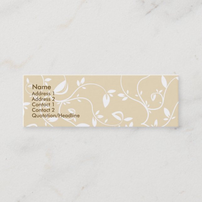 Beige Leaves - Skinny Mini Business Card (Front)