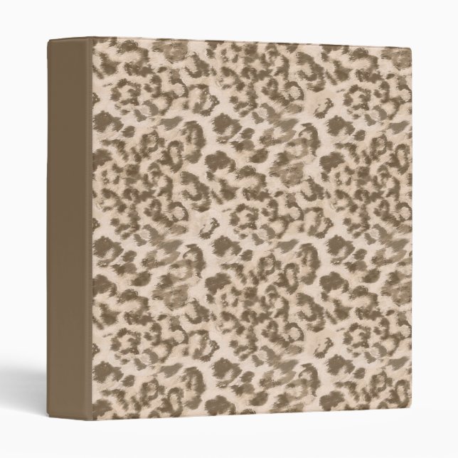 Beige leopard print . 3 ring binder (Front/Spine)