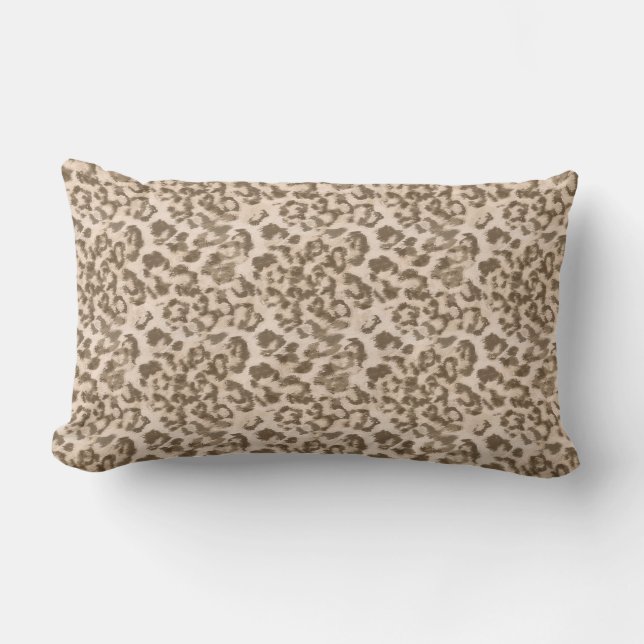 Beige leopard print . lumbar pillow (Front)