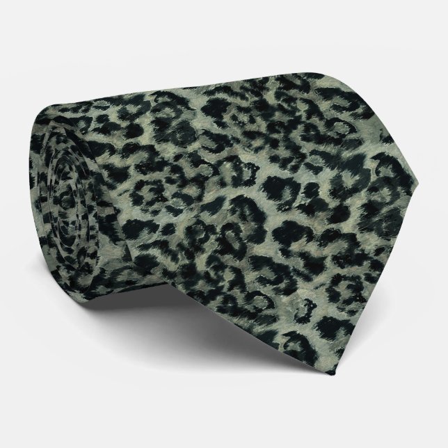 Beige leopard print . neck tie (Rolled)