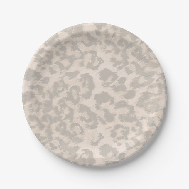 Beige leopard print. paper plates (Front)