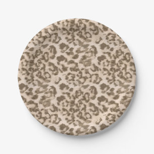 Beige leopard print . paper plates