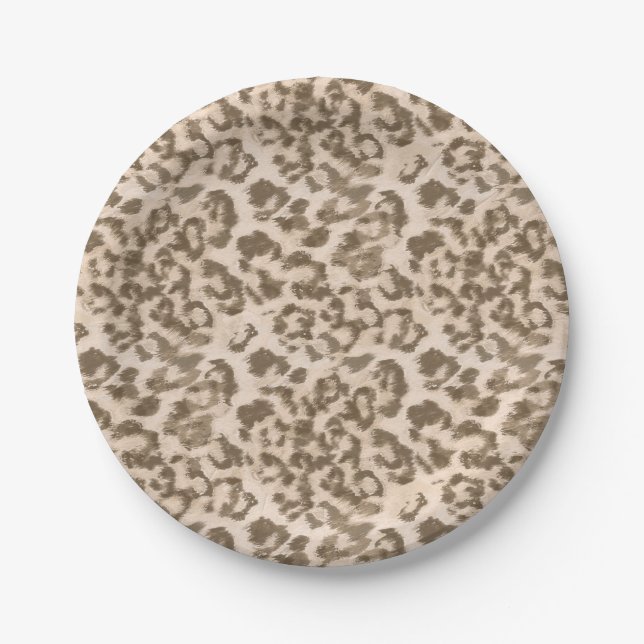 Beige leopard print . paper plates (Front)