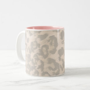 Beige leopard print . Two-Tone coffee mug