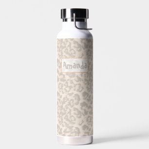 Beige leopard print.  water bottle