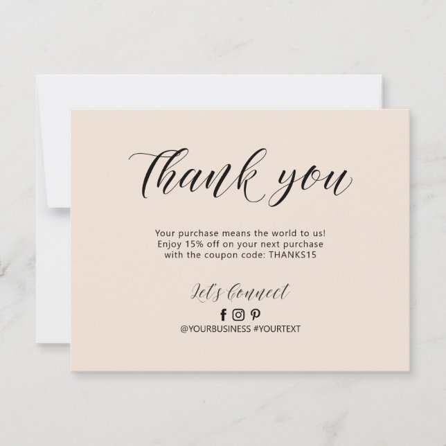 Beige Lettering Business Package Thank You Card (Front)