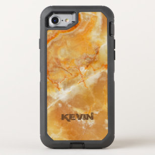 Beige & Light Brown Marble Texture Print OtterBox Defender iPhone SE/8/7 Case