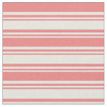 [ Thumbnail: Beige & Light Coral Lines/Stripes Pattern Fabric ]