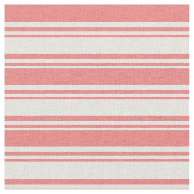 Beige & Light Coral Lines/Stripes Pattern Fabric (Close Up)
