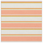 [ Thumbnail: Beige, Light Salmon & Goldenrod Colored Stripes Fabric ]
