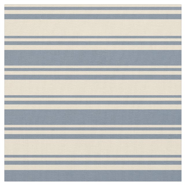 Beige & Light Slate Gray Colored Stripes Fabric (Close Up)