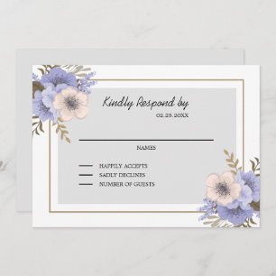 Beige & Lilac Flowers RSVP Invitation