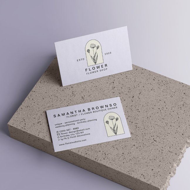 Beige Lilac Girly Dandelion Flower Florist Floral Business Card