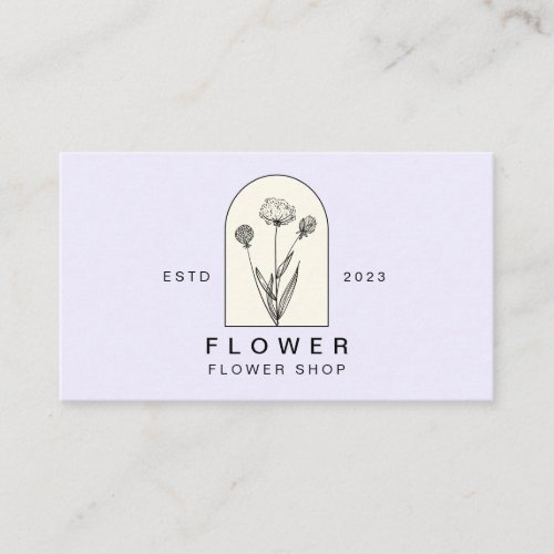 Beige Lilac Girly Dandelion Flower Florist Floral Business Card