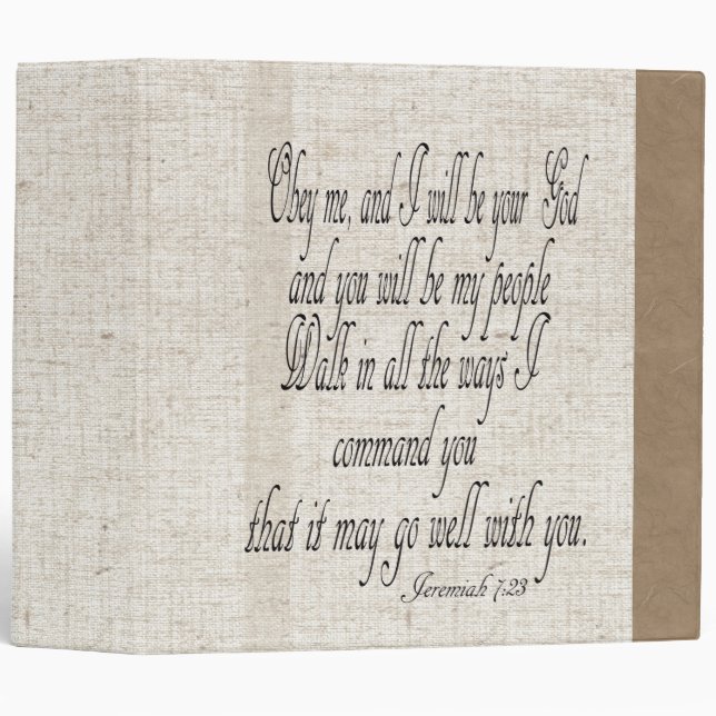 Beige Linen Bible Avery Binder (Front/Spine)