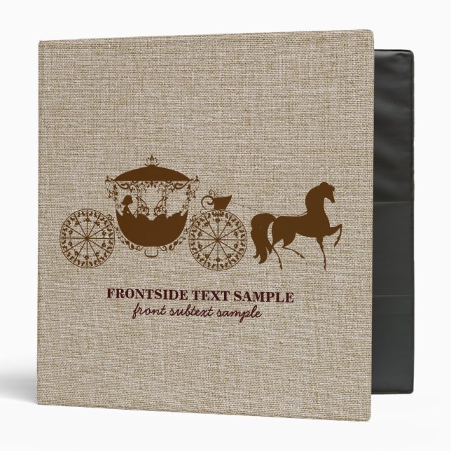 Beige Linen Burlap Look Brown Wedding Horse Binder (Front/Inside)