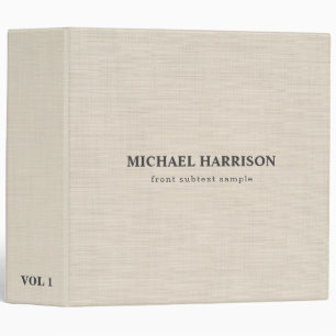Beige Linen Creme Simple Elegant Professional 3 Ring Binder