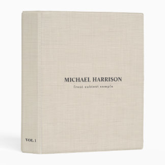 Beige Linen Creme Simple Elegant Professional Mini Binder