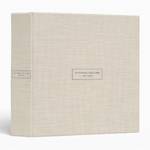 Beige Linen Creme Texture Minimalist Professional 3 Ring Binder