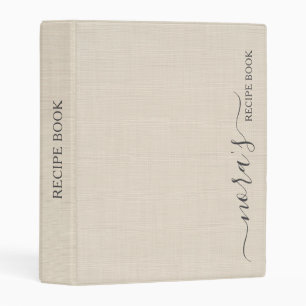 Beige Linen Creme Texture Personalized Recipe Book Mini Binder