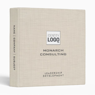 Beige Linen Creme Texture Simple Custom Logo 3 Ring Binder