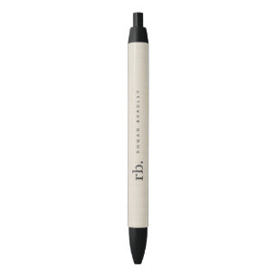 Beige Linen Creme Texture Simple Elegant Monogram Pen