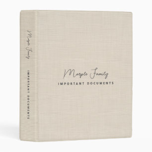 Beige Linen Creme Texture Simple Family Book Mini Binder