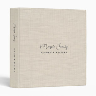 Beige Linen Creme Texture Simple Family Recipes 3 Ring Binder