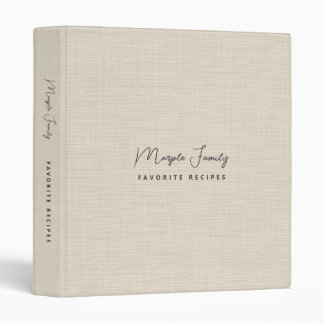 Beige Linen Creme Texture Simple Family Recipes 3 Ring Binder