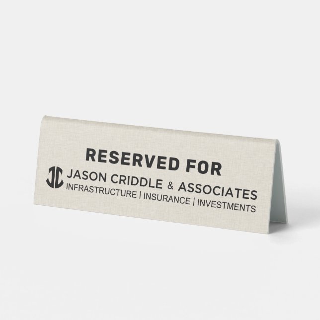 Beige Linen Custom Logo Table Tent-Reserved For Tent (Back)