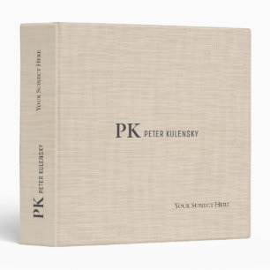 Beige Linen Dune Professional Elegant Monogram 3 Ring Binder