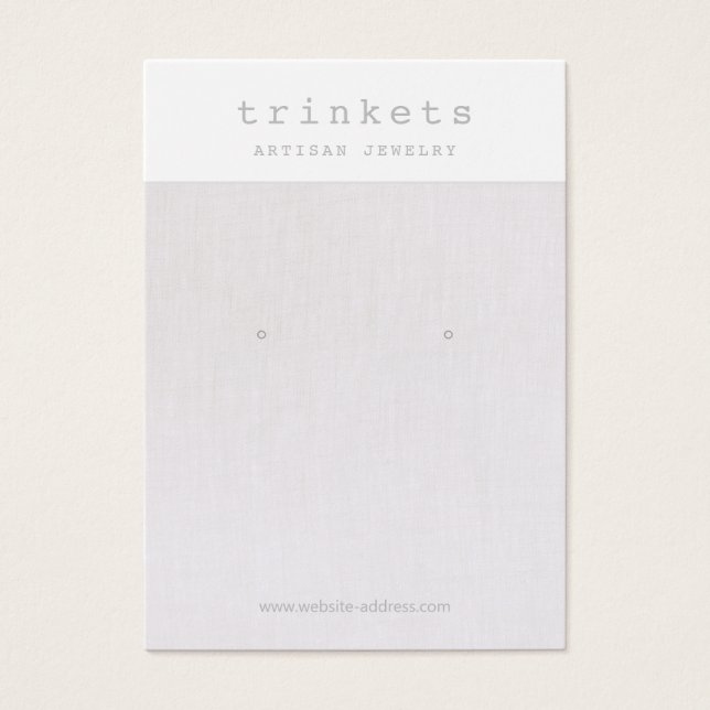 Beige Linen Earring Jewelry Display Card (Front)