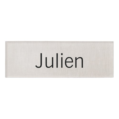 Beige Linen Employee Staff Magnetic Name Tag Badge