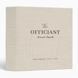 Beige Linen Fabric The Officiant Wedding Album 3 Ring Binder