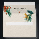 Beige Linen Fancy Tropical Wedding Envelope<br><div class="desc">This design is perfect for tropical-themed weddings. It features a stylish tropical flower that exudes sophistication and class. Customize the text, images, and fonts to your liking. Beige linen texture background. The linen details are simulated in the artwork. No actual linen will be used in the making of this product....</div>