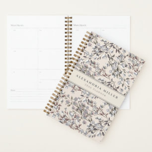 Beige Linen Floral Name & Year Planner