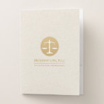 Beige Linen Gold Justice Logo Pocket Folder