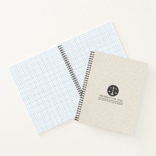 Beige Linen Gray Justice Logo Notebook