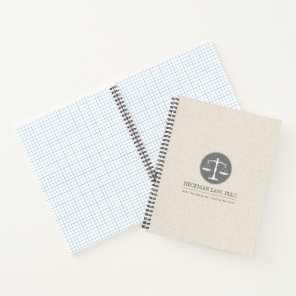 Beige Linen Gray Justice Logo Notebook