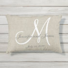 Beige Linen Gray White Monogram Wedding Keepsake