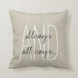 Beige Linen Gray White Wedding Keepsake Throw Pillow