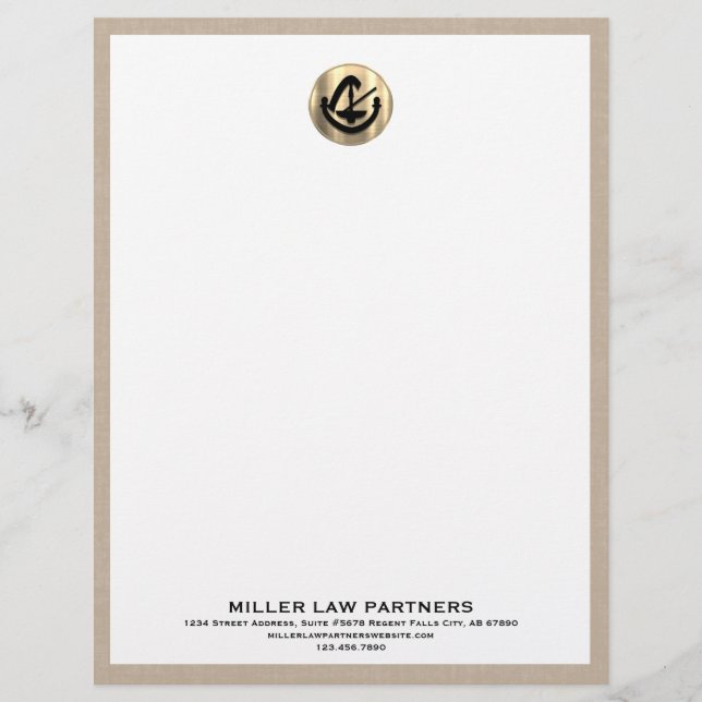 Beige Linen Legal Letterhead (Front)