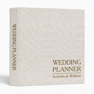 Beige Linen Look Elegant Wedding Planner 3 Ring Binder