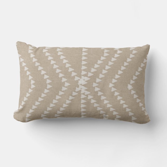 Beige Linen Look White  Arrows Pillow (Front)